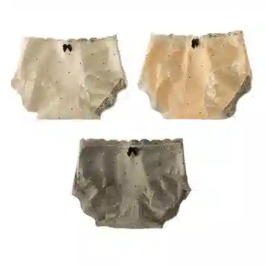 二三二三 花卉蕾丝轻薄透气抑菌三角裤不卷边不卡档无痕内裤柔软亲肤斑点蝴蝶结法式性感甜美少女短裤 女款 组合装