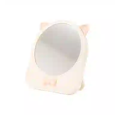 米甜兔 可爱圆形白色化妆镜 便携清晰