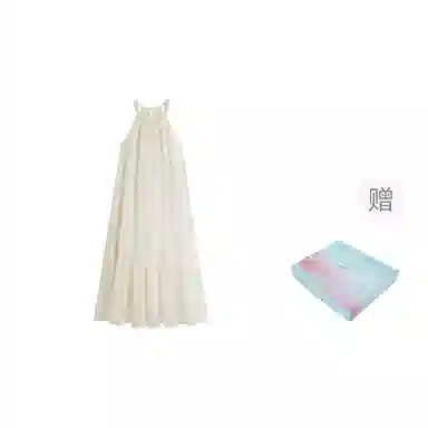 茵曼 纯色简约舒适无袖连衣裙 女款 梨花杏