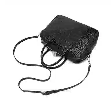 老人头 复古经典鳄鱼纹设计简约时尚单肩斜挎包 牛皮革 手提包 常规 女款 黑色/红色/棕色