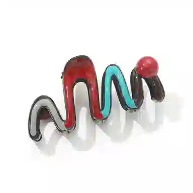 如花梦 撞色波浪珍珠大号抓夹夏日鲨鱼夹 亚克力 发夹 女款