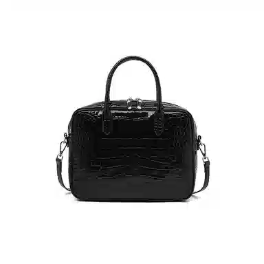 老人头 复古经典鳄鱼纹设计简约时尚单肩斜挎包 牛皮革 手提包 常规 女款 黑色/红色/棕色