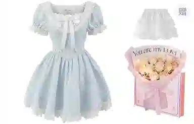 东鲸岁时记 蕾丝小个子气质女装高级感白色短袖连衣裙 女款 礼盒装