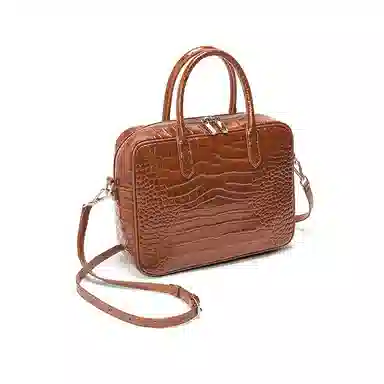 老人头 复古经典鳄鱼纹设计简约时尚单肩斜挎包 牛皮革 手提包 常规 女款 黑色/红色/棕色