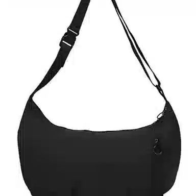 乔丹 拉链开合可调节肩带 聚酯纤维 单肩斜挎包 男女同款情侣款 黑色
