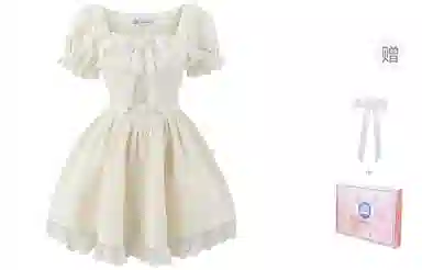 东鲸岁时记 蕾丝小个子气质女装高级感白色短袖连衣裙 女款 礼盒装