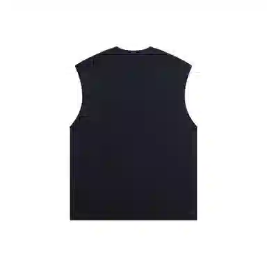 乱步 夏日美式虚线字母凉感无袖背心创意个性宽松慵懒设计纯棉青少年学生上衣 男女同款