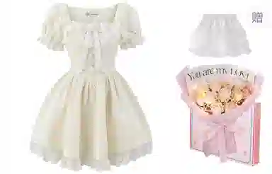 东鲸岁时记 蕾丝小个子气质女装高级感白色短袖连衣裙 女款 礼盒装