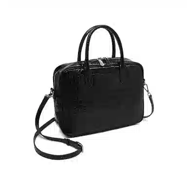 老人头 复古经典鳄鱼纹设计简约时尚单肩斜挎包 牛皮革 手提包 常规 女款 黑色/红色/棕色