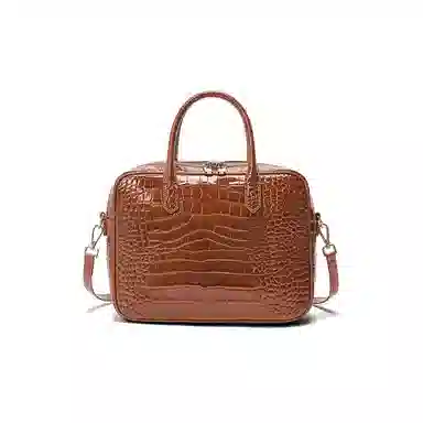 老人头 复古经典鳄鱼纹设计简约时尚单肩斜挎包 牛皮革 手提包 常规 女款 黑色/红色/棕色