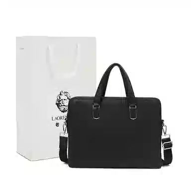 老人头 商务通勤时尚高级质感 牛皮 公文包 男款 黑色