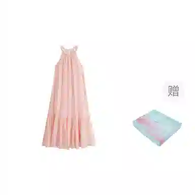 茵曼 纯色简约舒适无袖连衣裙 女款 梨花杏