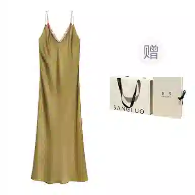 桑罗 真丝法式复古柔软蕾丝拼接无袖睡裙 女款 礼盒装