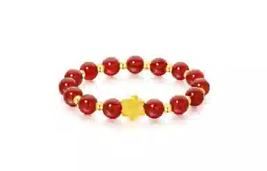 百利金 好运莲莲 国潮复古新中式平安转运吉祥顺遂简约精致轻奢气质小众设计莲花 玛瑙 玉石手串 男女同款情侣款