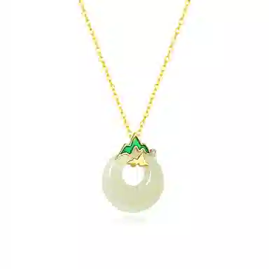 【S925银 江山如画】 七好美银 国潮精致轻奢时尚优雅 简约小众高级感设计 日常通勤百搭 和田玉项链 青白玉 女款