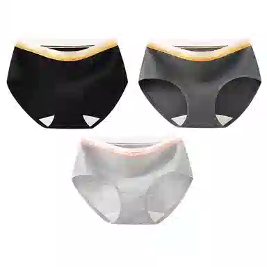 二三二三 轻薄透气亲肤柔软舒适不卡档不夹臀三角裤防勒不卷边高弹中腰短裤撞色字母时尚运动少女百搭潮流内裤 女款 组合装