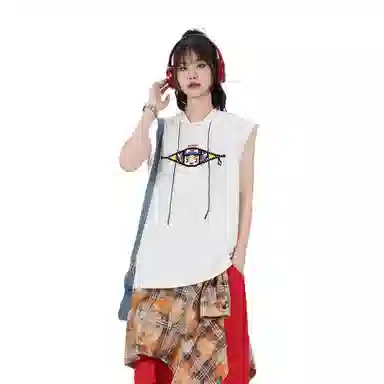 王者荣耀 美式简约趣味图案坎肩宽松舒适户外高街痞帅休闲百搭连帽无袖背心 男女同款