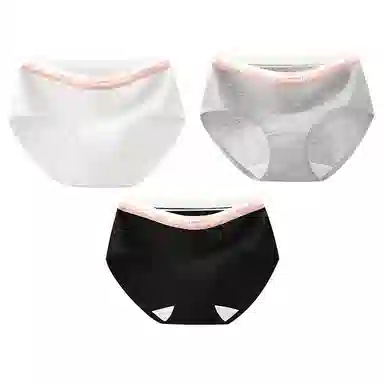 二三二三 轻薄透气亲肤柔软舒适不卡档不夹臀三角裤防勒不卷边高弹中腰短裤撞色字母时尚运动少女百搭潮流内裤 女款 组合装