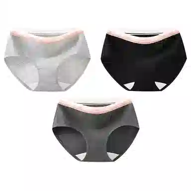 二三二三 轻薄透气亲肤柔软舒适不卡档不夹臀三角裤防勒不卷边高弹中腰短裤撞色字母时尚运动少女百搭潮流内裤 女款 组合装