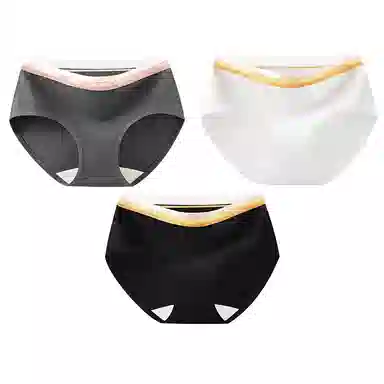 二三二三 轻薄透气亲肤柔软舒适不卡档不夹臀三角裤防勒不卷边高弹中腰短裤撞色字母时尚运动少女百搭潮流内裤 女款 组合装