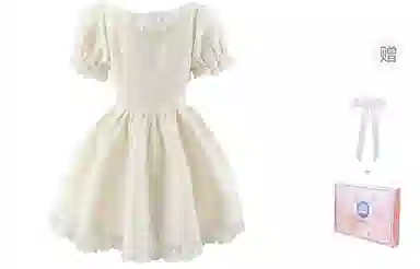 东鲸岁时记 蕾丝小个子气质女装高级感白色短袖连衣裙 女款 礼盒装