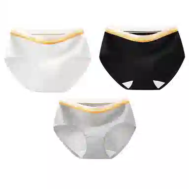 二三二三 轻薄透气亲肤柔软舒适不卡档不夹臀三角裤防勒不卷边高弹中腰短裤撞色字母时尚运动少女百搭潮流内裤 女款 组合装