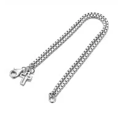 IDEAGEMER Cross Box Chain Bracelet 925 Silver