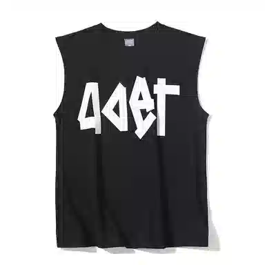 乱步 美式宽松不规则字母设计植绒印花休闲慵懒夏日凉感纯棉青少年学生无袖背心 男女同款