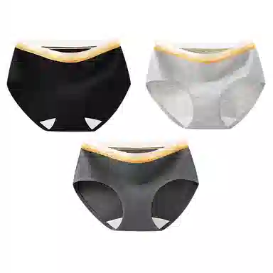 二三二三 轻薄透气亲肤柔软舒适不卡档不夹臀三角裤防勒不卷边高弹中腰短裤撞色字母时尚运动少女百搭潮流内裤 女款 组合装