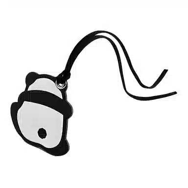 匠心手工坊 熊猫 牛皮 挂件成都可爱花花网红卡通包包汽车钥匙扣书包挂饰包带 通用 黑白色