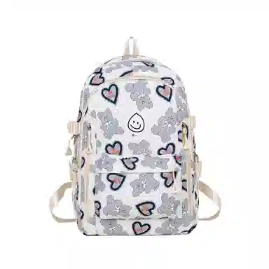 泰格奴 小清新休闲高颜值精美潮版韩版背包初中生高中生大学生上课百搭书包 尼龙 双肩包 男女同款情侣款 粉红色/蓝色/灰色/黑色