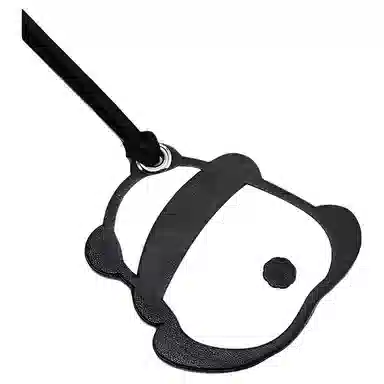 匠心手工坊 熊猫 牛皮 挂件成都可爱花花网红卡通包包汽车钥匙扣书包挂饰包带 通用 黑白色