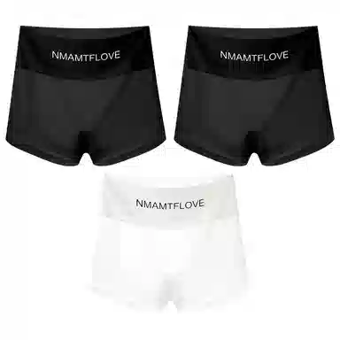 二三二三 纯色简约裸感透气四角裤柔软亲肤抑菌轻薄不卡档不卷边不夹臀短裤字母潮流百搭内裤 女款 组合装