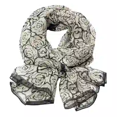 上海故事 春花秋月喷绘真丝长巾 桑蚕丝 丝巾 女款