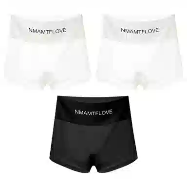二三二三 纯色简约裸感透气四角裤柔软亲肤抑菌轻薄不卡档不卷边不夹臀短裤字母潮流百搭内裤 女款 组合装
