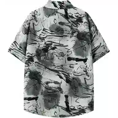 零氏 美式基础简约高街潮牌时尚个性扎染学院风翻领冰丝凉感日常运动百搭青春流行痞帅少年感舒适百搭柔软亲肤休闲短袖衬衫 男女同款