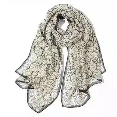 上海故事 春花秋月喷绘真丝长巾 桑蚕丝 丝巾 女款