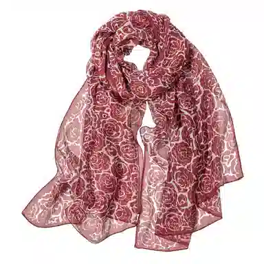 上海故事 春花秋月喷绘真丝长巾 桑蚕丝 丝巾 女款