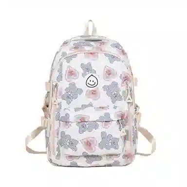 泰格奴 小清新休闲高颜值精美潮版韩版背包初中生高中生大学生上课百搭书包 尼龙 双肩包 男女同款情侣款 粉红色/蓝色/灰色/黑色