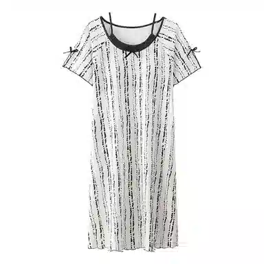 顶瓜瓜 花纹透气亲肤带胸垫短袖简约舒适可外穿家居服睡裙 女款