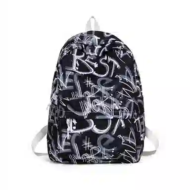 南潇湘 小清新休闲高颜值精美潮版韩版背包初中生高中生大学生上课百搭书包 尼龙 双肩包 男女同款情侣款 蓝色/绿色/红色/黑色