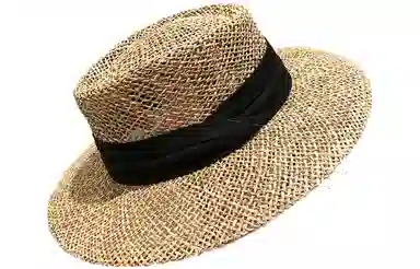 优幽兰 韩版百搭草帽平顶礼帽女时尚出游防紫外线度假镂空透气遮阳帽优雅气质大帽檐显脸小太阳帽子 植物材料 防晒帽 女款