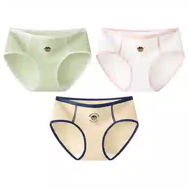 二三二三 美式摩登小熊速干吸湿裸感三角裤学院风高弹防夹臀亲肤短裤撞色字母卡通可爱甜美少女内裤 女款 组合装