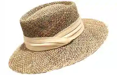 优幽兰 韩版百搭草帽平顶礼帽女时尚出游防紫外线度假镂空透气遮阳帽优雅气质大帽檐显脸小太阳帽子 植物材料 防晒帽 女款