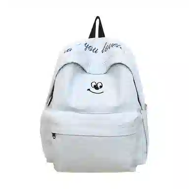 泰格奴 涂鸦通勤旅行小清新轻便高颜值大容量背包初中高中大学生上课百搭书包 尼龙 双肩包 男女同款情侣款 米白色/浅蓝色/藏青色/黑色