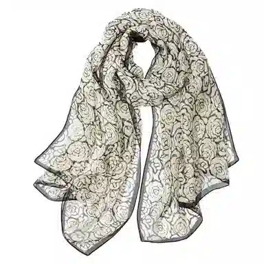 上海故事 春花秋月喷绘真丝长巾 桑蚕丝 丝巾 女款