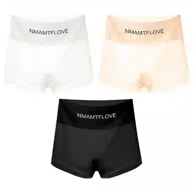 二三二三 纯色简约裸感透气四角裤柔软亲肤抑菌轻薄不卡档不卷边不夹臀短裤字母潮流百搭内裤 女款 组合装