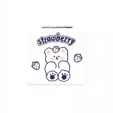 轻迎 小熊兔子化妆镜卡通桌面便携随身补妆镜双面折折叠镜宿舍旅行镜子