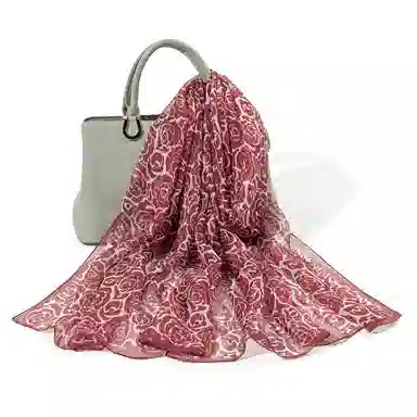 上海故事 春花秋月喷绘真丝长巾 桑蚕丝 丝巾 女款