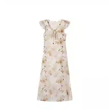 如续 法式复古蝴蝶印花无袖连衣裙 女款